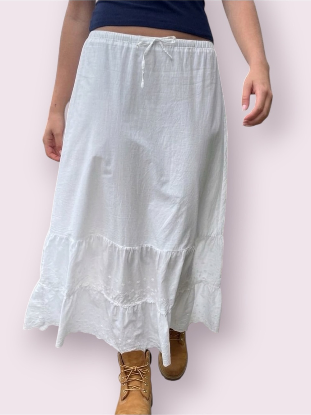 Brandy Melville Long White Prairie Skirt Boho Cottagecore Size Small